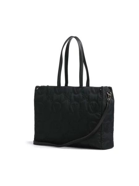 Torba shopper z mieszanki z wyhaftowanym logo Valentino Bags czarna