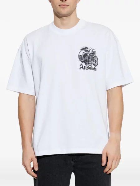 Grafic tricou Allsaints cu imagine alb