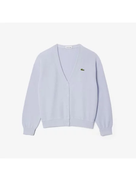 Lacoste Kardigan Z Bawełny Z Dekoltem V niebieski