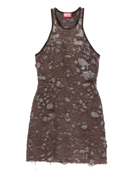 Sukienka Diesel z przetarciami garniturowa brązowa