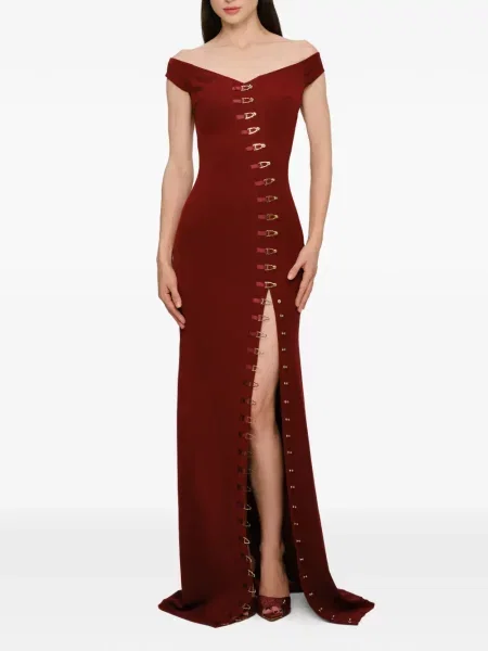 Rochie maxi Murmur cu crăpătură de costum roșu