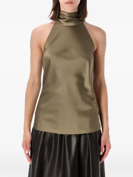 Top Ralph Lauren Collection cu legături cu gât halter verde