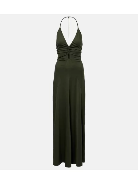 Maxi rochie maxi Victoria Beckham cu volane de costum verde