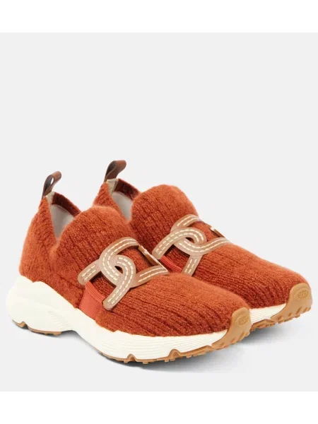 Usnjene slip on hlačke slip Tod's bež