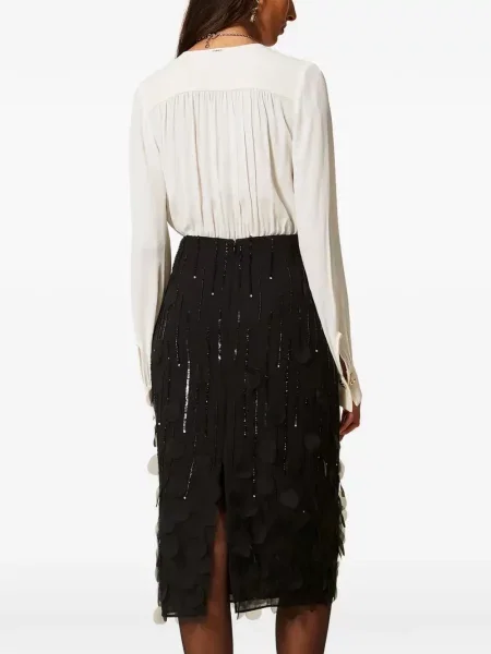 Fustă midi Twinset cu broderie negru