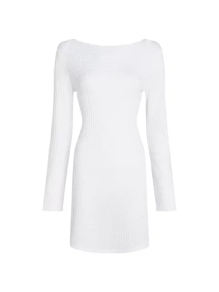 Karl Lagerfeld Rochie de plaja Mini-Strandkleid mit Struktur und Perlen crem