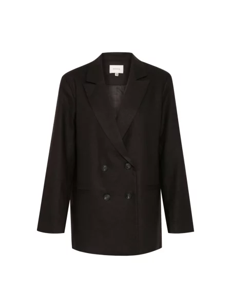 Lniana marynarka Gestuz z dekoltem w serek czarna