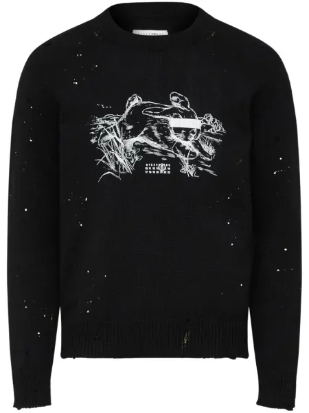 Pulover Mm6 Maison Margiela cu decolteu rotund negru