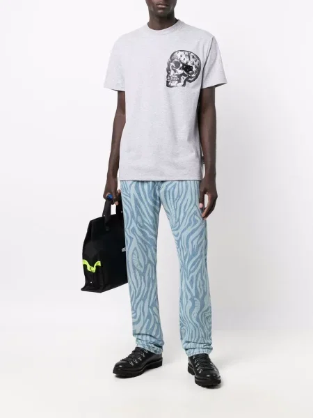 Raštuotas marškinėliai Philipp Plein pilka