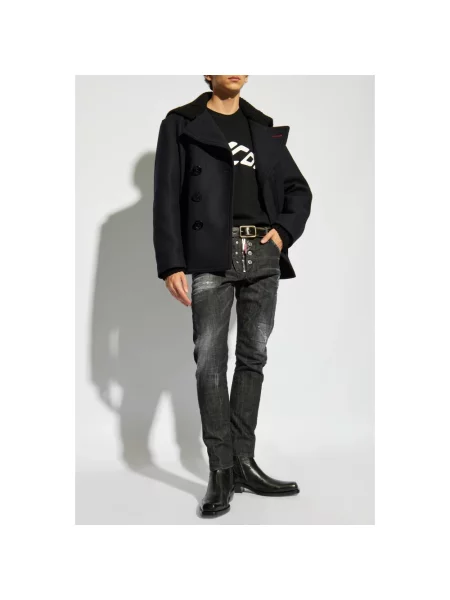 Sweter Dsquared2 wełniany z logo czarny