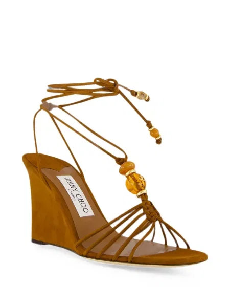 Szarvasbőr éksarkú szandál Jimmy Choo barna