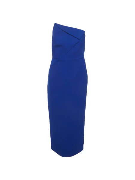 Rochie midi Roland Mouret asimetrică albastru