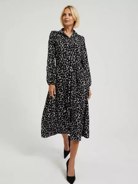 Rochie maxi Moodo cu mâneci lungi până la genunchi de costum negru