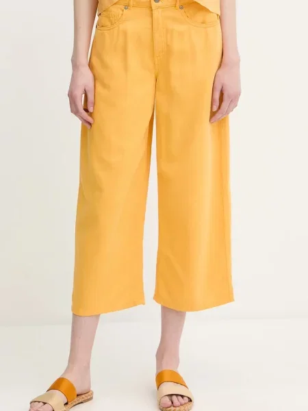 United Colors of Benetton spodnie proste high waist żółty