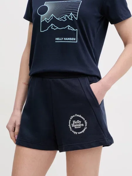 Къс панталон Helly Hansen с принт с висока талия тъмносиньо