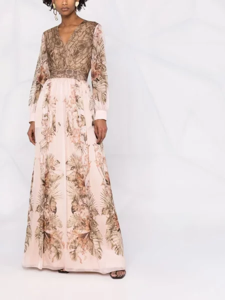 Rochie de seară Alberta Ferretti cu model floral cu imagine roz