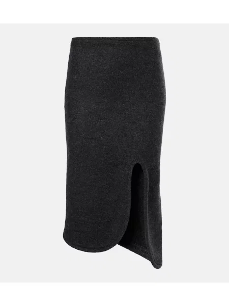 Spódnica ołówkowa Victoria Beckham z wysoką talią wełniana ocieplana szara