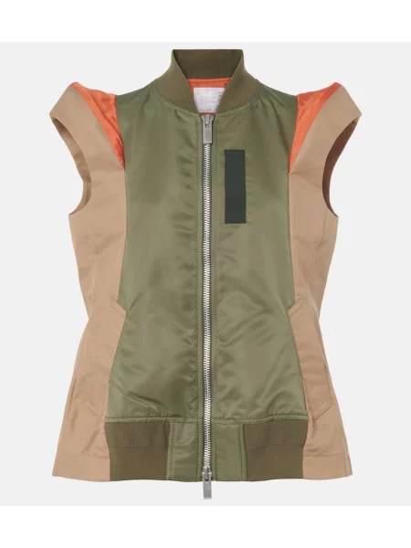 Vestă Sacai din țesătură twill bej