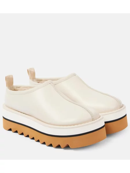 Papuci tip mules Stella Mccartney din piele bej
