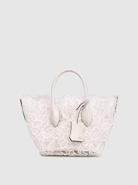 Сумка-тоут в квітковий візерунок з брелоком Ermanno Scervino біла