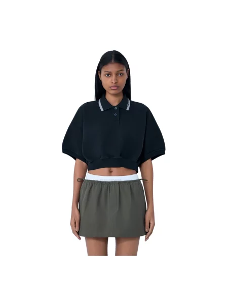 Koszulka polo T By Alexander Wang ze sznurkiem czarna