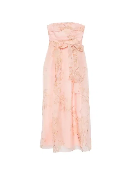 Rochie Max Mara cu model floral cu imagine fără bretele roz