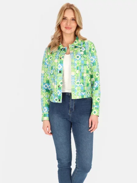 Kurtka Perso z nadrukiem w geometryczne wzory biała