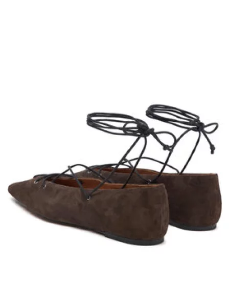 LAUREN RALPH LAUREN Balerina Suede Lace-Up Pointed Ballet Flat barna