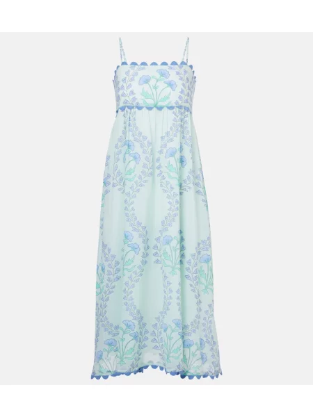 Rochie midi Juliet Dunn cu model floral până la genunchi de costum albastru