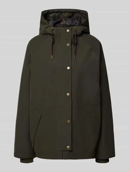 Kurtka funkcyjna o luźnym kroju z kapturem model HESTER WATERPROOF' Barbour oliwkowa