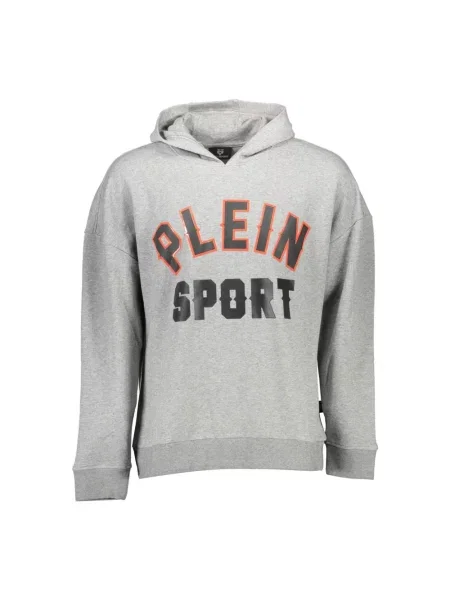 Bluza z kapturem Plein Sport z kapturem z nadrukiem szara