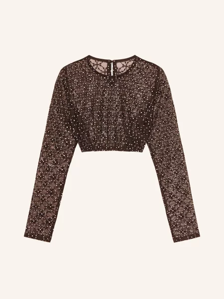 Johann & Johanna Bluzka Bawarska Z Ozdobnymi Kamykami schwarz czarna