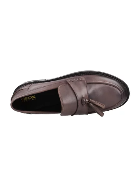 Mocasini Geox din piele cu toc plat maro