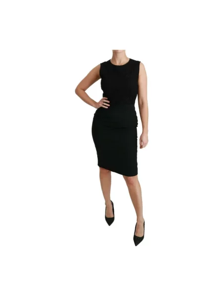 Sukienka ołówkowa Dolce And Gabbana koronkowa elegancka czarna