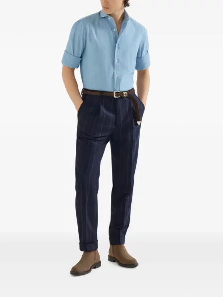 Pantaloni Brunello Cucinelli de lână albastru