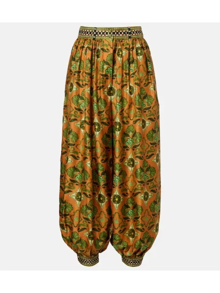 Pantaloni Alemais de mătase cu model floral