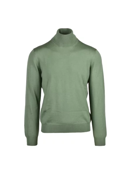 Lniany sweter z golfem Gran Sasso zielony