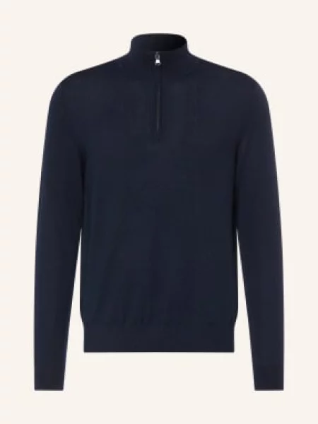 Strokesman's Sweter Typu Troyer Z Wełny Merynosowej blau granatowy