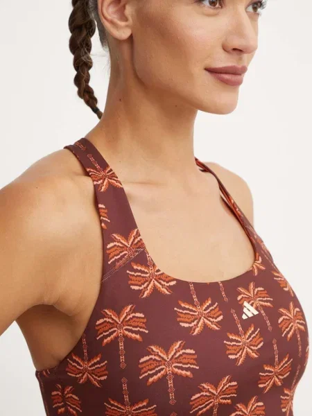 Спортен сутиен adidas Performance x FARM Rio с десен кафяво