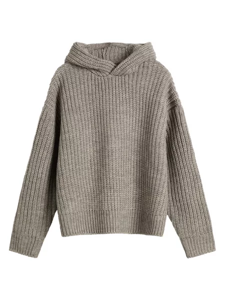 Dzianinowa bluza z kapturem Mki w kolorze melanż chunky szara