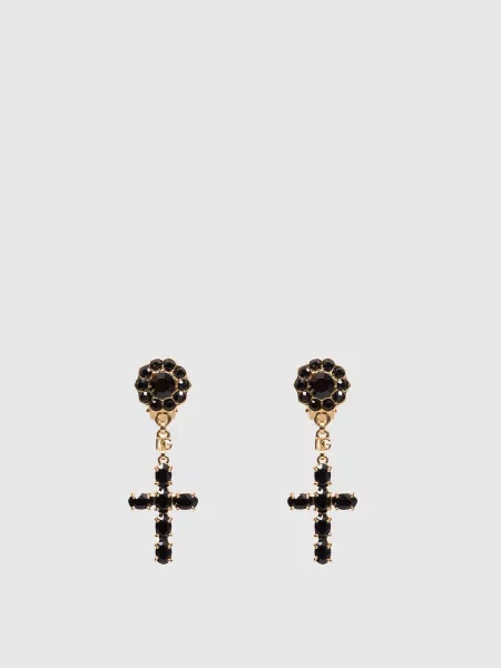 Золотисті сережки-кліпси з логотипом Dolce&gabbana