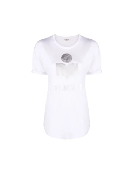 Koszulka Isabel Marant Etoile w jednolitym kolorze z krótkim rękawem casual biała