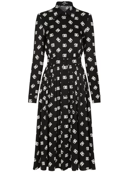 Rochie Dolce & Gabbana de mătase cu imagine de costum negru
