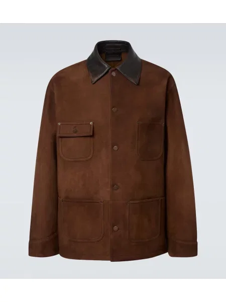 Usnjena jakna Prada rjava