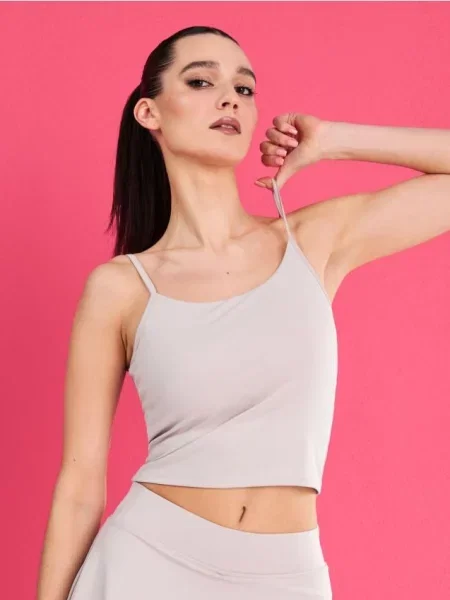 Спортивний топ на бретельках з виймаються чашками Gym Hard нюдовий