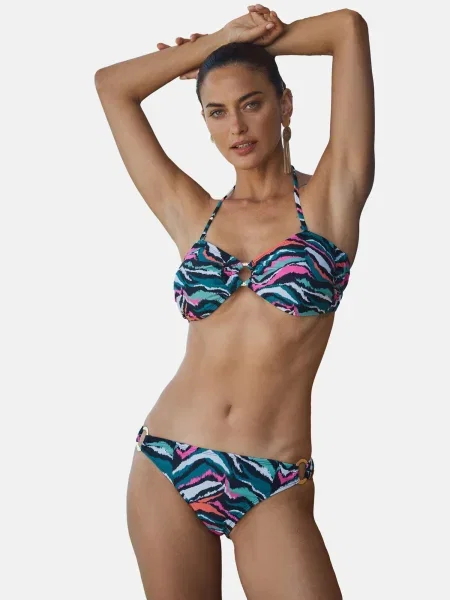 Love & roses Sutien costum de baie turcoaz / verde petrol / roz alb