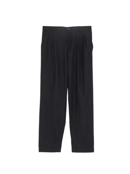 Pantaloni Norse Projects plisate din țesătură twill negru
