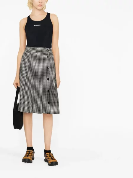 Raštuota marškinėliai be rankovių Jil Sander juoda