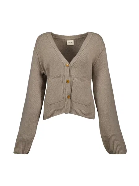 Kardigan Khaite z dekoltem w serek brązowy