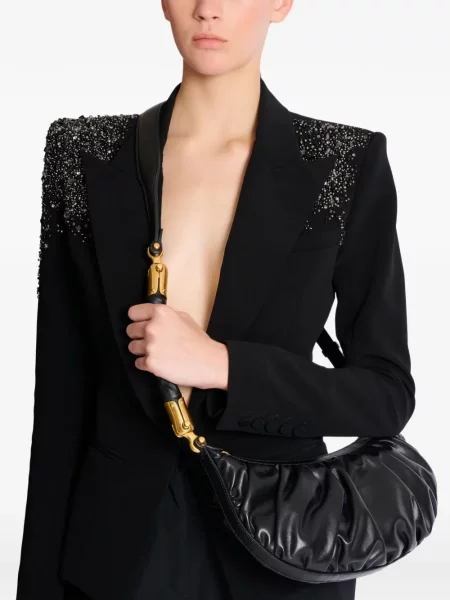 Geantă Balmain cu volane negru